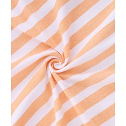 Babyhug Cotton Knit Hooded Towel With Tiger Embroidery & Stripes L 76 x B 76 cm - Light Brown