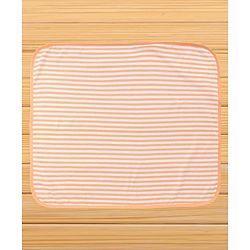 Babyhug Cotton Knit Hooded Towel With Tiger Embroidery & Stripes L 76 x B 68.5 cm - Orange
