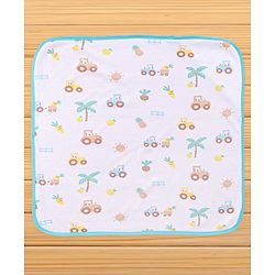Babyhug Cotton Knit Hooded Towel With Tropical Theme Print & Embroidery L 76 x B 76 cm - White