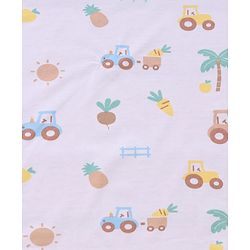 Babyhug Cotton Knit Hooded Towel With Tropical Theme Print & Embroidery L 76 x B 76 cm - White