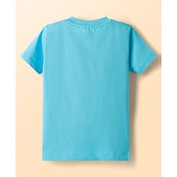 Babyhug Cotton Knit Half Sleeves Fruit Printed T-Shirt & Striped Short Night Suit - Light Blue