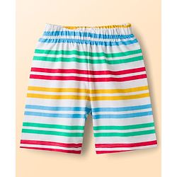 Babyhug Cotton Knit Half Sleeves Fruit Printed T-Shirt & Striped Short Night Suit - Light Blue