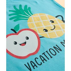 Babyhug Cotton Knit Half Sleeves Fruit Printed T-Shirt & Striped Short Night Suit - Light Blue