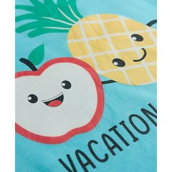 Babyhug Cotton Knit Half Sleeves Fruit Printed T-Shirt & Striped Short Night Suit - Light Blue
