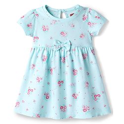 Babyhug Cotton Knit Frocks with Bow Detail Multi Color 3-6 Months