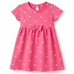 Babyhug Cotton Knit Frocks with Bow Detail Multi Color 3-6 Months