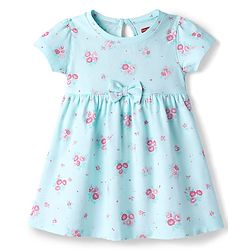 Babyhug Cotton Knit Frocks with Bow Detail Multi Color 3-6 Months