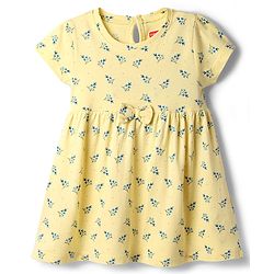 Babyhug Cotton Knit Half Sleeves Polka Dots & Floral  Printed Frocks Pack Of 2 - Multi Color