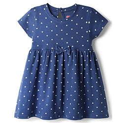 Babyhug Cotton Knit Half Sleeves Polka Dots & Floral  Printed Frocks Pack Of 2 - Multi Color