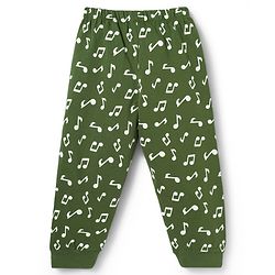 Babyhug Cotton Knit Half Sleeves T-Shirt & Pyjama Night Suit with Monkey Print - Green
