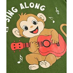 Babyhug Cotton Knit Half Sleeves T-Shirt & Pyjama Night Suit with Monkey Print - Green