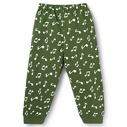 Babyhug Cotton Knit Half Sleeves T-Shirt & Pyjama Night Suit with Monkey Print - Green