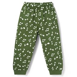 Babyhug Cotton Knit Half Sleeves T-Shirt & Pyjama Night Suit with Monkey Print - Green