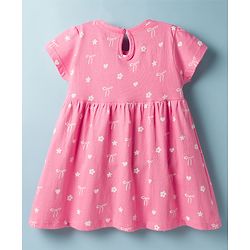 Babyhug Single Jersey Knit Half Sleeves Frocks With Floral Print & Bow Applique Pack of 2 - Multicolor