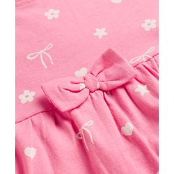 Babyhug Single Jersey Knit Half Sleeves Frocks With Floral Print & Bow Applique Pack of 2 - Multicolor