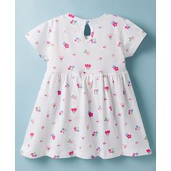 Babyhug Single Jersey Knit Half Sleeves Frocks With Floral Print & Bow Applique Pack of 2 - Multicolor