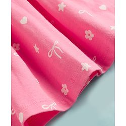 Babyhug Single Jersey Knit Half Sleeves Frocks With Floral Print & Bow Applique Pack of 2 - Multicolor