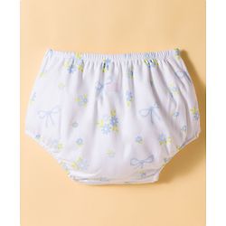 Babyhug Single Jersey Knit Half Sleeves Frock With Floral Print & Bloomer - White