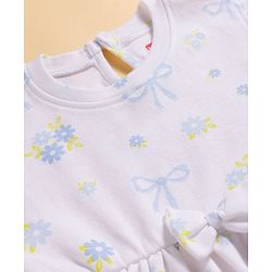Babyhug Single Jersey Knit Half Sleeves Frock With Floral Print & Bloomer - White
