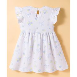 Babyhug Single Jersey Knit Half Sleeves Frock With Floral Print & Bloomer - White