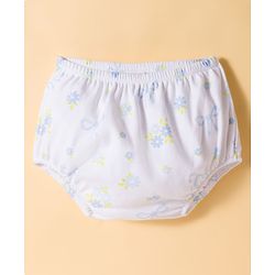Babyhug Single Jersey Knit Half Sleeves Frock With Floral Print & Bloomer - White