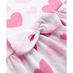 Babyhug Single Jersey Knit Frill Sleeves Frocks with Star & Heart Print Bow Applique Pack of 2 - Pink & White