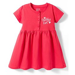 Babyhug Single Jersey Knit Half Sleeves Frocks With Heart Print Pack of 2 - Multicolor