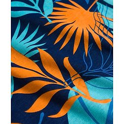 Babyhug Cotton Knit Half Sleeves T-Shirt & Shorts Co-ord Night Suit with Leaf Print - Navy Blue