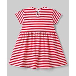 Babyhug Single Jersey Knit Half Sleeves Striped & Star Printed Frocks with Bow Applique Pack of 2 - Multicolor