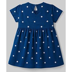 Babyhug Single Jersey Knit Half Sleeves Striped & Star Printed Frocks with Bow Applique Pack of 2 - Multicolor
