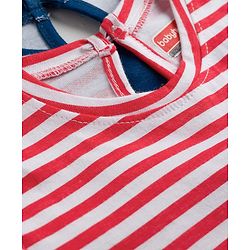 Babyhug Single Jersey Knit Half Sleeves Striped & Star Printed Frocks with Bow Applique Pack of 2 - Multicolor