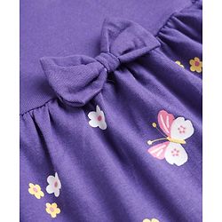 Babyhug Cotton Knit Frocks with Bloomer/Short with Ruffle Sleeves and Bunny Print Lavender 0-0 Months