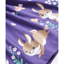 Babyhug Cotton Knit Frocks with Bloomer/Short with Ruffle Sleeves and Bunny Print Lavender 0-0 Months