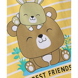 Babyhug Cotton Knit Half Sleeves T-Shirt & Shorts Night Suit with Teddy Print - Yellow