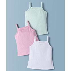 Babyhug 100% Cotton Single Jersey Knit Antibacterial Sleeveless Slips Pack of 3 - Multicolor