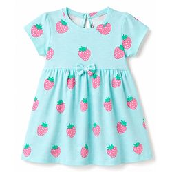 Babyhug Single Jersey Knit Half Sleeves Frocks with Fruit Print & Bow Applique Pack of 2 - Multicolor
