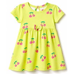 Babyhug Single Jersey Knit Half Sleeves Frocks with Fruit Print & Bow Applique Pack of 2 - Multicolor