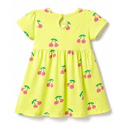Babyhug Single Jersey Knit Half Sleeves Frocks with Fruit Print & Bow Applique Pack of 2 - Multicolor