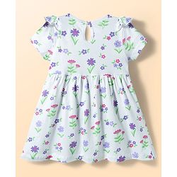 Babyhug Single Jersey Knit Half Sleeves Frock With Floral Print & Bloomer - Multicolor
