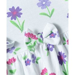 Babyhug Single Jersey Knit Half Sleeves Frock With Floral Print & Bloomer - Multicolor