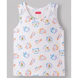 Babyhug 100% Cotton Single Jersey Knit Sleeveless Vests With Star & Animal Print Pack of 3 - Multicolor