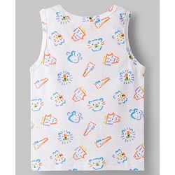 Babyhug 100% Cotton Single Jersey Knit Sleeveless Vests With Star & Animal Print Pack of 3 - Multicolor