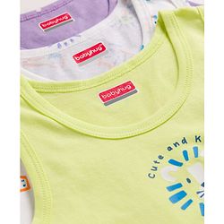 Babyhug 100% Cotton Single Jersey Knit Sleeveless Vests With Star & Animal Print Pack of 3 - Multicolor