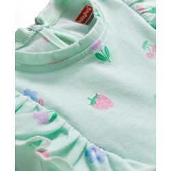 Babyhug Single Jersey Knit Half Sleeves Tropical Theme Printed Frock with Bloomer - Sea Green