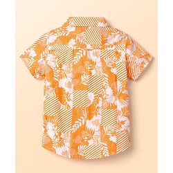 Babyhug Cotton Woven Half Sleeves Shirt & Denim Shorts Set with Tree Print - Multicolor