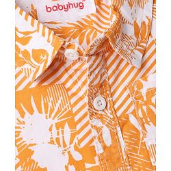 Babyhug Cotton Woven Half Sleeves Shirt & Denim Shorts Set with Tree Print - Multicolor