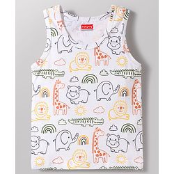 Babyhug 100% Cotton Knit Sleeveless Striped & Animal Printed Sando Vests Pack of 3 - Multicolor