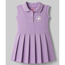 Babyhug Cotton Knit One Piece Dresses/Frocks Sleeveless Polo Neck Pleated Lavender 3-6 Months