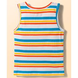 Babyhug 100% Cotton Knit Sleeveless Striped & Vehicles Printed Vests Pack Of 3 - Multicolour