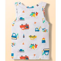 Babyhug 100% Cotton Knit Sleeveless Striped & Vehicles Printed Vests Pack Of 3 - Multicolour